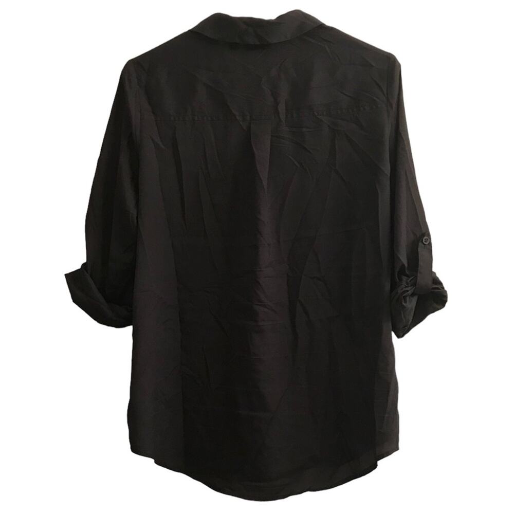 a.n.a Charcoal Gray 1/2 Button Down Shirt Size Petite Medium - Picture 6 of 6